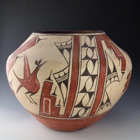 Alternative view of Bell, Seferina  - 15" Wide Storage Jar with Birds and Clouds (1950s)