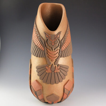 Youngblood-Lugo, Sergio - "Guardian" 17" Tall Carved Polychrome Jar