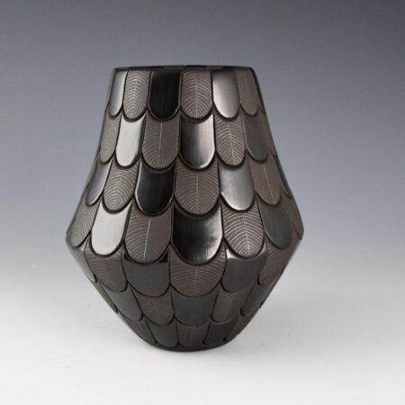 Alternative view of Tafoya, Stephanie - "Flowing Feathers" Jar with 112 Carved Feathers