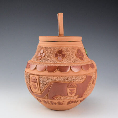 Alternative view of Garcia, Tammy -"Path of Beauty" Lidded Jar with Cougars, Flowers, Ribbon