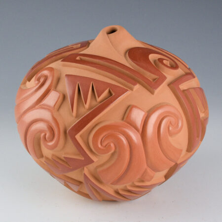 Alternative view of Garcia, Tammy - "A Mother's Tale" Carved Three-Color Jar (2004)