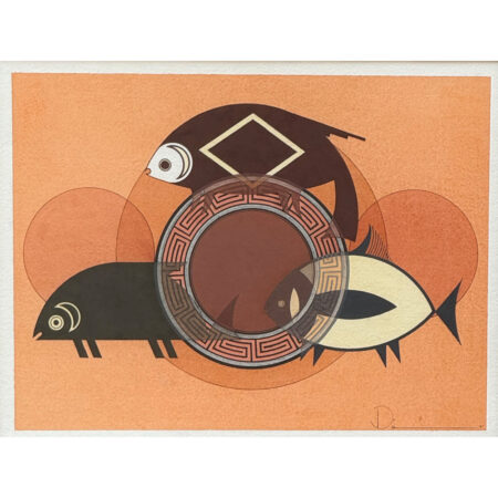 Da, Tony - "Mimbres Fish Original Casein Painting (1971)