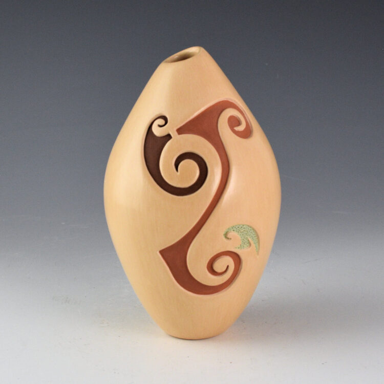 Qoyawayma, Al - Polychrome Wish Jar with Flowers and Birds (2012)