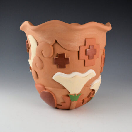 Alternative view of Borts-Medlock, Autumn - "Foxes, Lillys, and Stars" Fluted Rim Water Jar