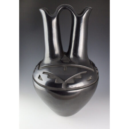 Tafoya, Margaret - 21" Tall Wedding Vase with Kiva Step and Rain Designs (1960s)