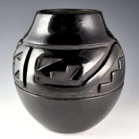 Tafoya, Margaret - 10" Tall Jar with Kiva Step and Rain Designs (1960s)