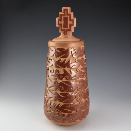 Alternative view of Youngblood, Nancy - 14" Tall Jar with 7 Rows of Avanyu and Star Lid, Ribbons