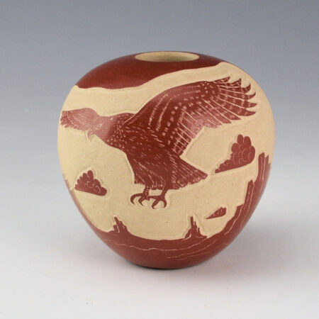 Youvella, Wallace - Red Bowl with Eagle and Mesas (1976)