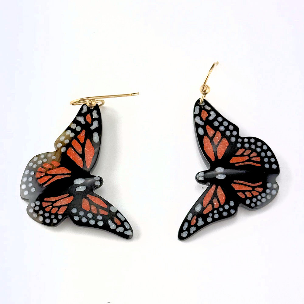 Pourier, Kevin - Buffalo Horn Monarch Butterfly Earrings - Image 2