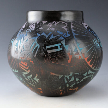 Alternative view of Dalawepi (Ergil Vallo) - Jar with Katsinas, Sun and Bear (1990s)