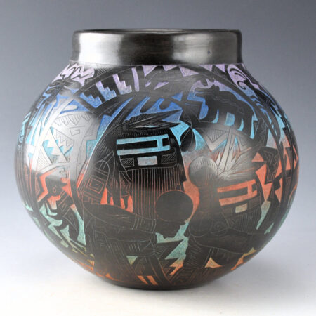 Dalawepi (Ergil Vallo) - Jar with Katsinas, Sun and Bear (1990s)