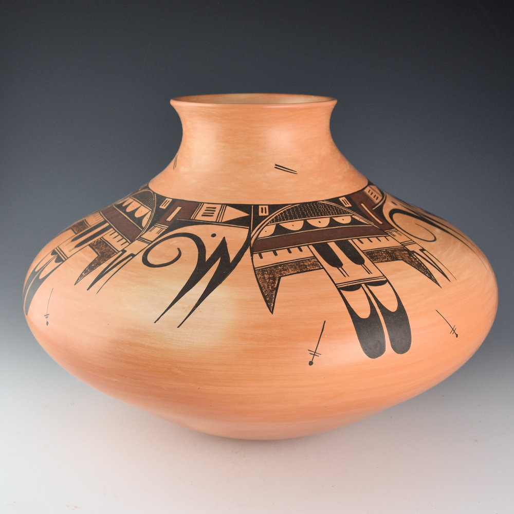 Navasie, Dolly Joe "White Swann" - 13" Wide Jar with Eagle Tails (2003), Ribbons - Image 4