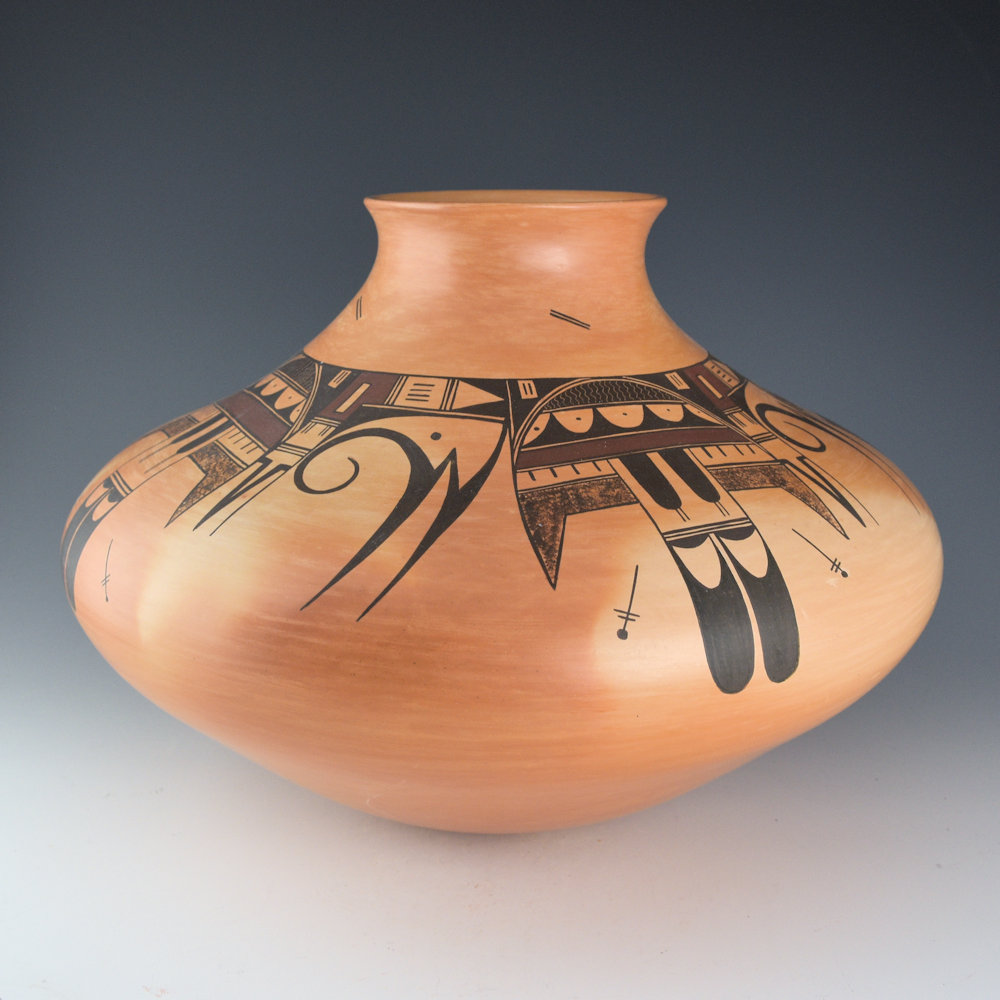 Navasie, Dolly Joe "White Swann" - 13" Wide Jar with Eagle Tails (2003), Ribbons - Image 3