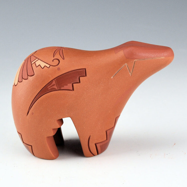Curran, Dolores - Clay Bear with Dragonfly and Bird Tail Design