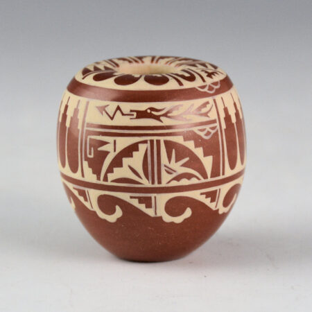 Curran, Dolores - Red Jar with Flower Petal and Water Designs