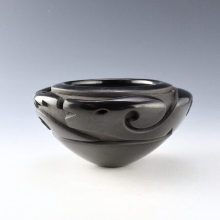 Garcia, Effie - Bowl with Deep Carved Avanyu and Wave Designs