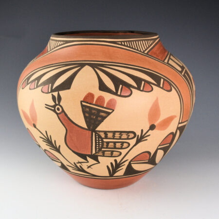 Medina, Elizabeth - 9" Tall Four Color Jar with Turkeys and Plants