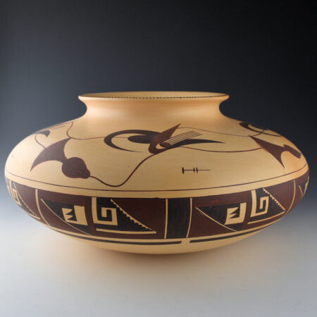 Navasie, Fawn Garcia - 14" Wide Jar with Squash Blossom Designs