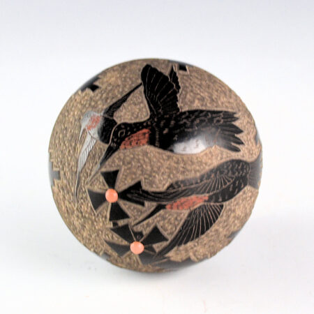 Alternative view of Garcia, Gloria "Golden Rod" - Seedpot with Hummingbird, Flowers, and Coral