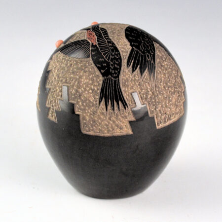 Garcia, Gloria "Golden Rod" - Seedpot with Hummingbird, Flowers, and Coral