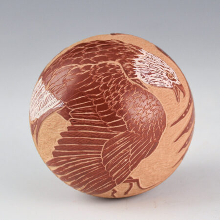 Alternative view of Garcia, Gloria "Golden Rod" - Red Seedpot with Realistic and Pueblo Eagles