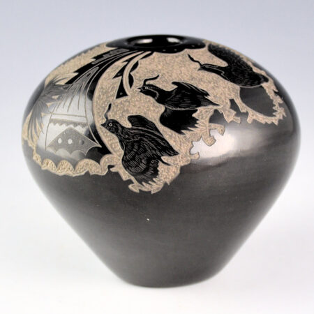 Alternative view of Garcia, Gloria "Golden Rod" - Large Seed Bowl with Mustang and Quail