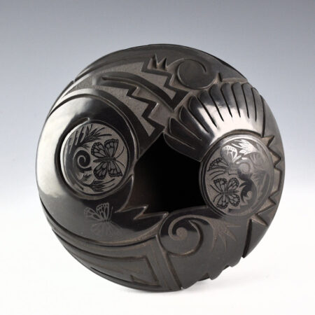 Alternative view of Medicine Flower, Grace - Black Carved Wide Bowl with Butterflies (2007)