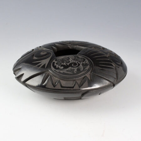 Medicine Flower, Grace - Black Carved Wide Bowl with Butterflies (2007)