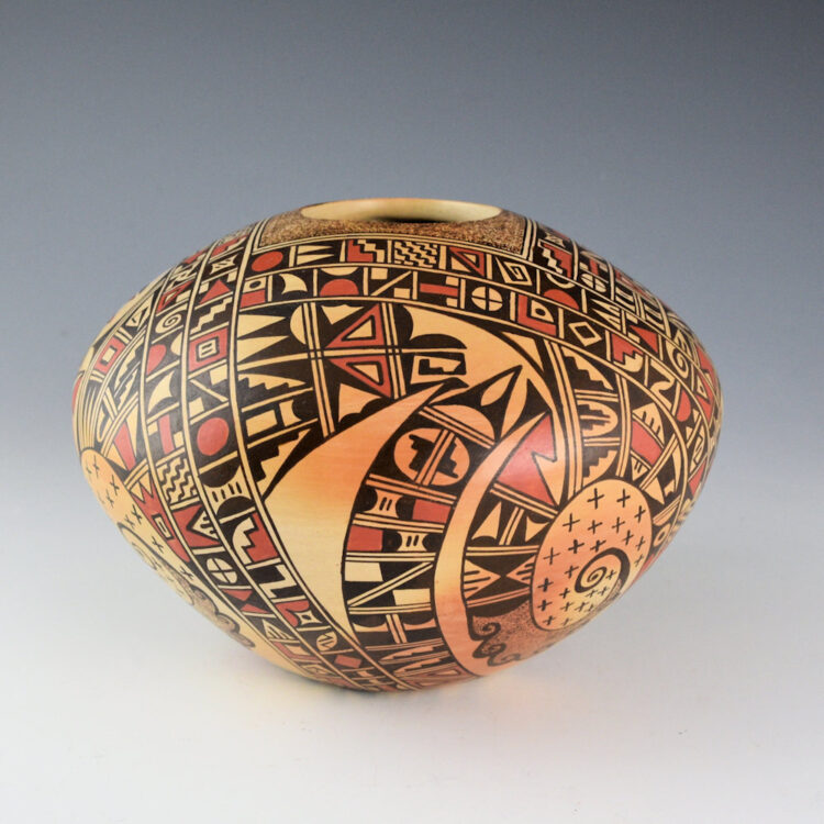 David, Irma - Bowl with Swirling Sikytaki Birds and Shard Designs