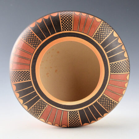 Koopee, Jacob - Wide Shoulder Bowl with 32 Feathers and Checkerboard Designs (1990s)