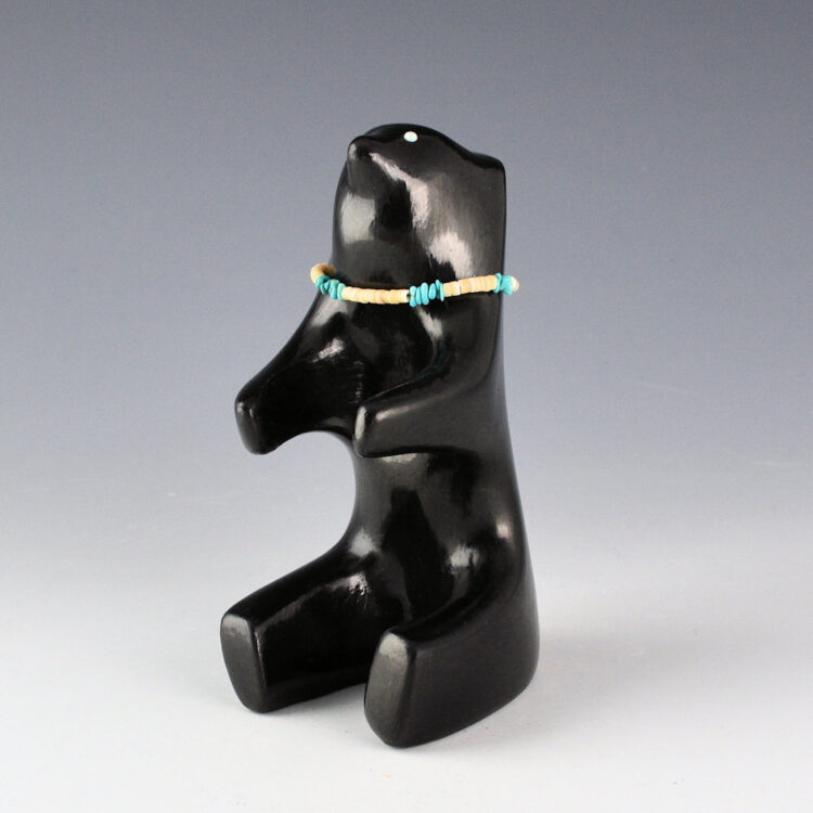 Naranjo, Jarren - Large Clay "Sitting Bear" with Turquoise Necklace and Opal Eyes
