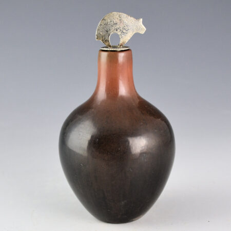 Tse-Pe, Jennifer Sisneros - Black and Sienna Jar with Silver Bear Lid