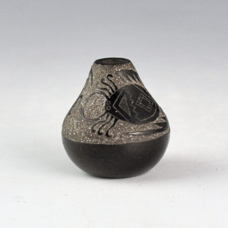 Lonewolf, Joseph - Mini Black Jar with Two Mimbres Insects (1979)