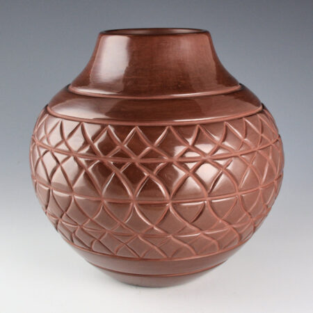 Alternative view of Tafoya-Sanchez, Linda - "Kaleidoscope" Plum-Colored Jar with 324 Carved Sections