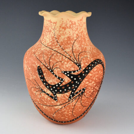 Alternative view of Cellicion, Deldrick and Lorenda - Fluted Rim Jar with Two Lizards in Relief (1998)