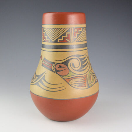 Gutierrez, Margaret & Luther - 9" Tall Polychrome Jar with Avanyu (1960s)