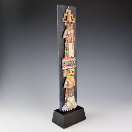 Alternative view of Honyouti, Mavasta - "Star and Moon Katsinas" Relief-Carved Cottonwood Plaque