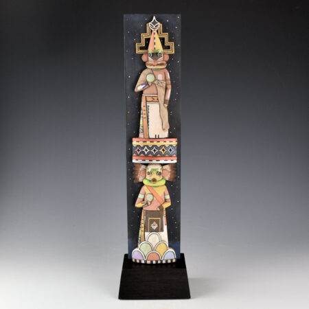 Honyouti, Mavasta - "Star and Moon Katsinas" Relief-Carved Cottonwood Plaque