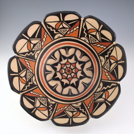 Tenorio, Robert  - 12" Wide Open Bowl Flower Designs and Carved Rim (2001)