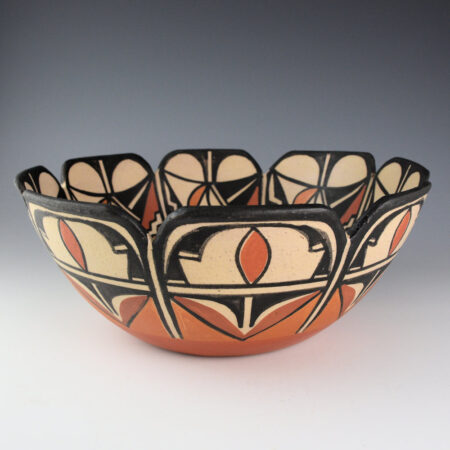 Alternative view of Tenorio, Robert  - 12" Wide Open Bowl Flower Designs and Carved Rim (2001)