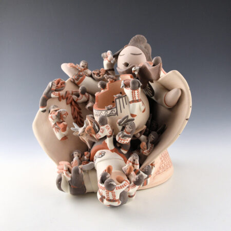 Teller, Robin - 9" Wide Mother Nature Storyteller with 18 Children and Animals (1990s)
