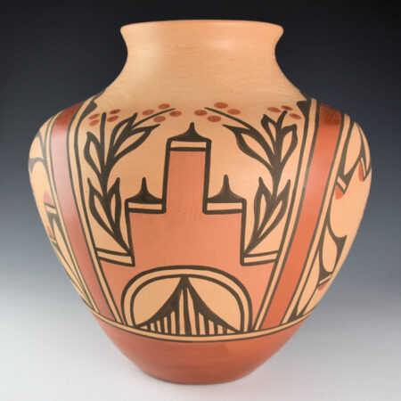 Alternative view of Panana, Ruby  - 11" Tall Storage Jar with Parrots, Clouds, and Rainbows