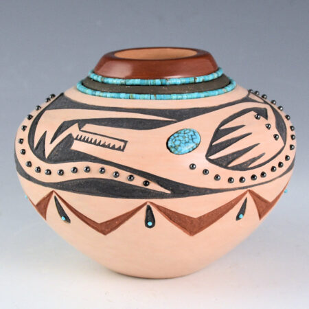 Sanchez, Russell  - Polychrome Jar with Avanyu and 265 Inset Stones