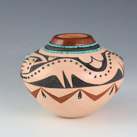 Alternative view of Sanchez, Russell  - Polychrome Jar with Avanyu and 265 Inset Stones