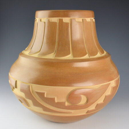 Roller, Ryan - 11.5" Tall Double Shoulder Water Jar with Feathers and Avanyu