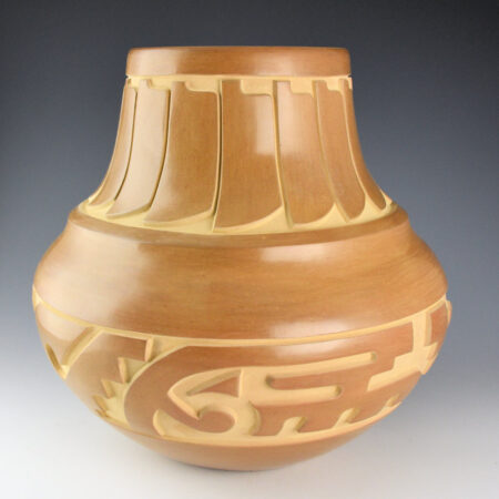 Alternative view of Roller, Ryan - 11.5" Tall Double Shoulder Water Jar with Feathers and Avanyu