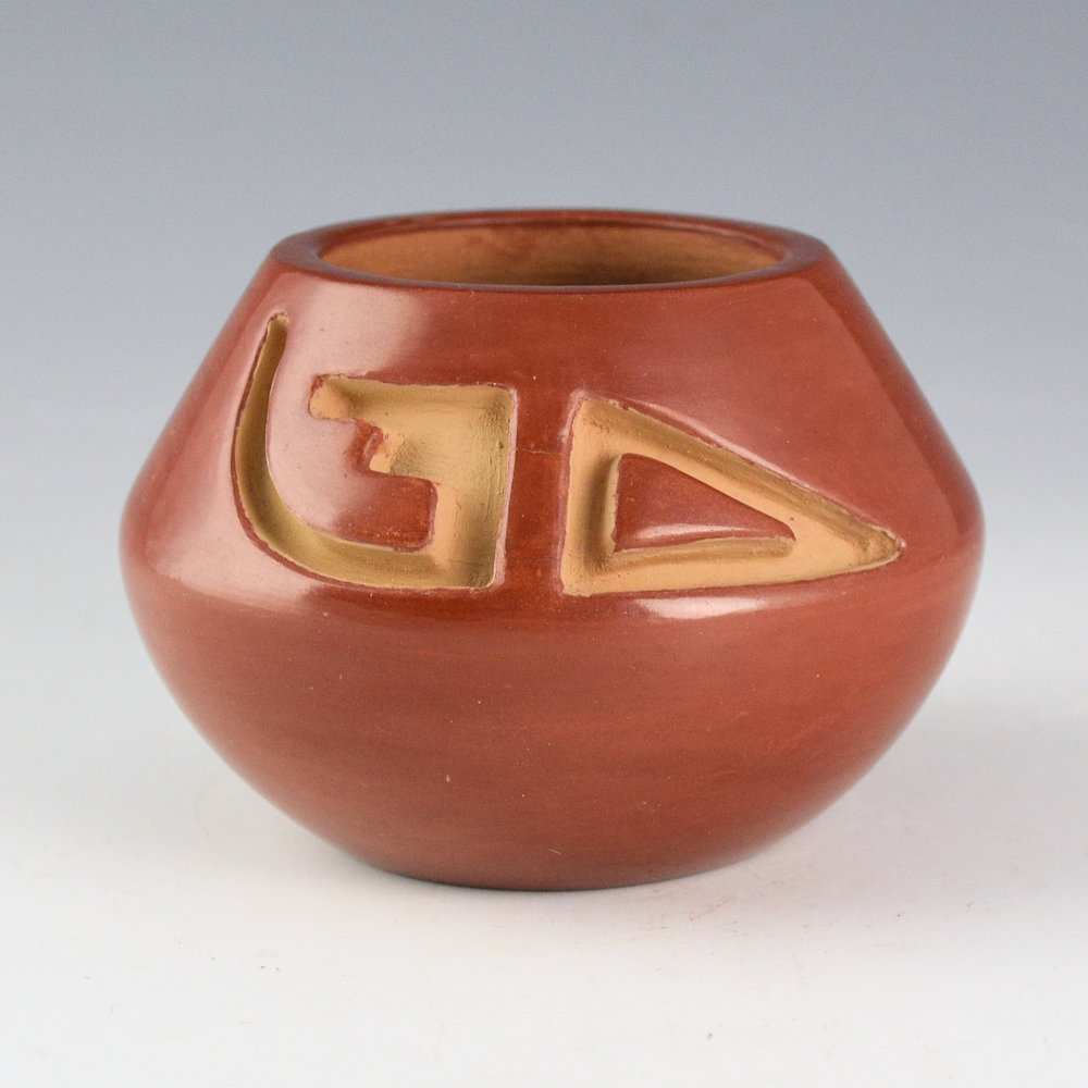Tafoya, Shirley - Red Bowl with Carved Lightning Designs (1970s) - Image 3