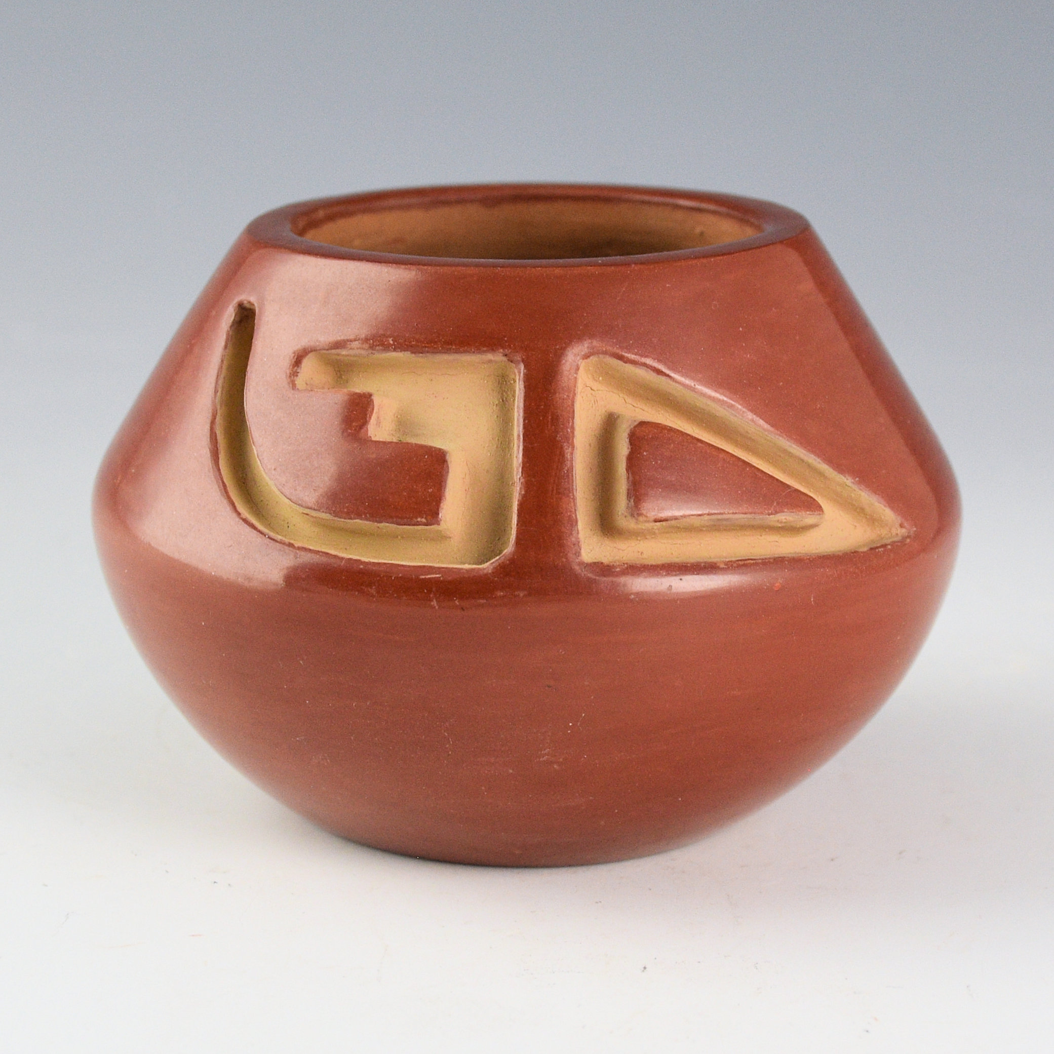 Tafoya, Shirley - Red Bowl with Carved Lightning Designs (1970s)