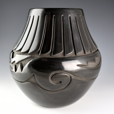 Alternative view of Martinez, Vickie - 10" Tall Jar with 27 Carved Feathers and Avanyu