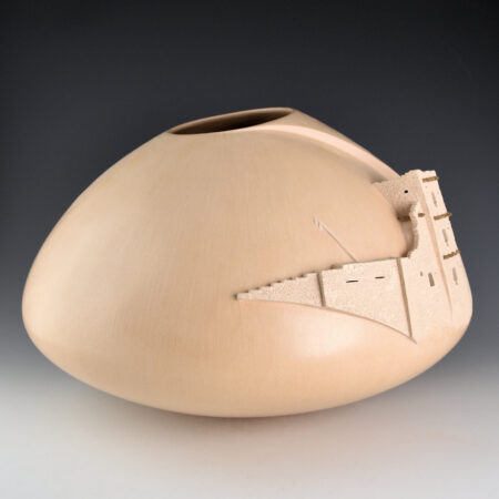 Alternative view of Qoyawayma, Al - 14" Wide Mesa Verde Architectural Jar (1988)